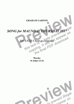 page one of CHORAL SONG for MAUNDY THURSDAY - 'And now I give you... SATB a cappella Words: St John 13.34