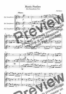 page one of Rustic Fanfare - Alto Sax Trio