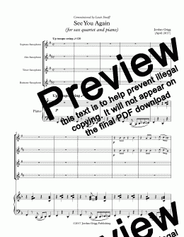 page one of See You Again (for sax quartet and piano) - Score and parts