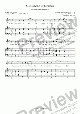 page one of Gottes Sohn ist kommen (Once he came in blessing) - Reharmonisation & descant