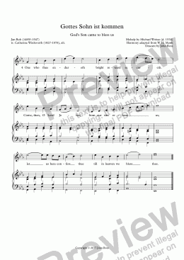 page one of Gottes Sohn ist kommen (God's Son came to bless us) - Reharmonisation & descant