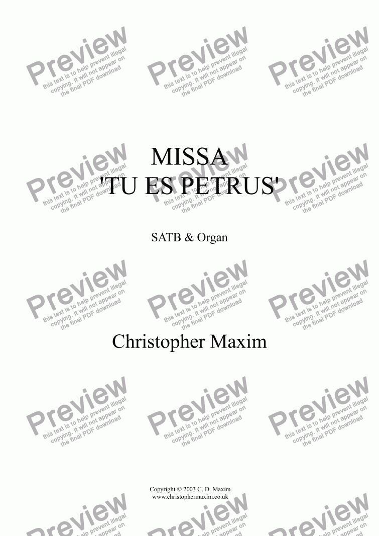 page one of Missa Tu es Petrus (Latin Words)