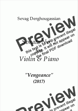 page one of Sonata No.2, Opus 27 - for  Violin & Piano "VENGEANCE" (to Sorin Horlea) in Memory of Y. Yerkanyan