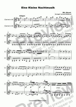 page one of Eine Kleine Nacht Musik Duet for Two Clarinets