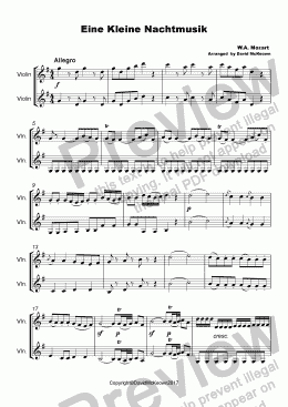 page one of Eine Kleine Nacht Musik Duet for Violin