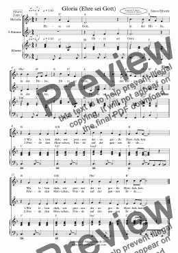 page one of Gloria (Ehre sei Gott) Kinderchor, children's choir