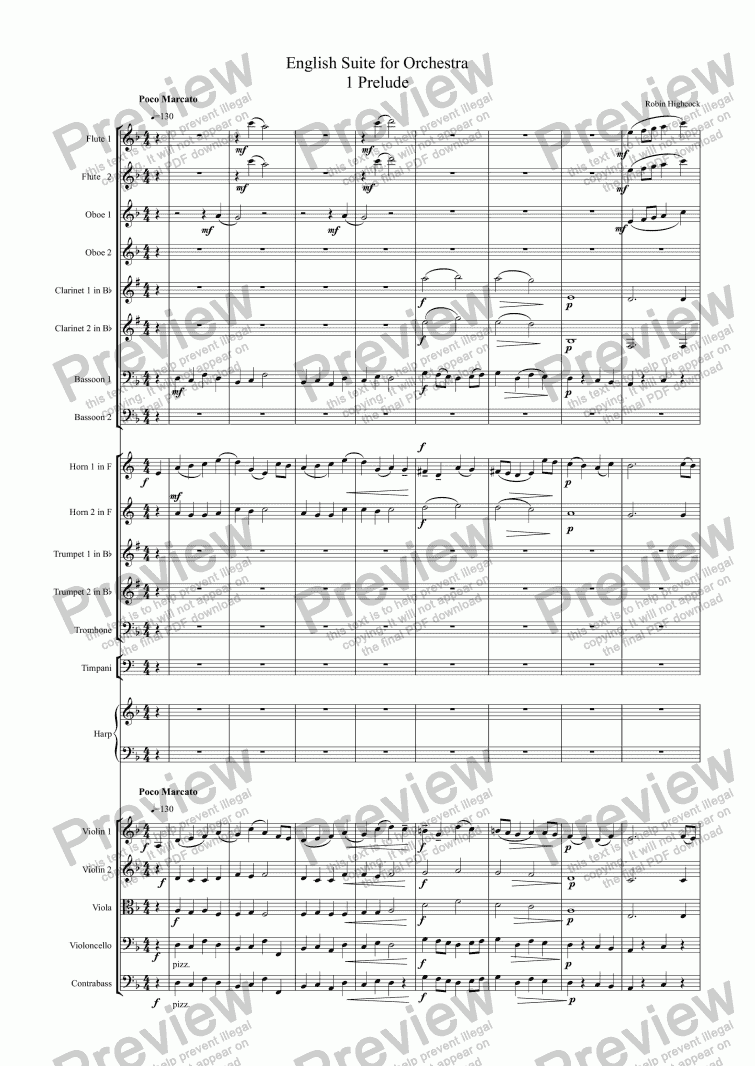page one of English Suite for Orchestra no 1