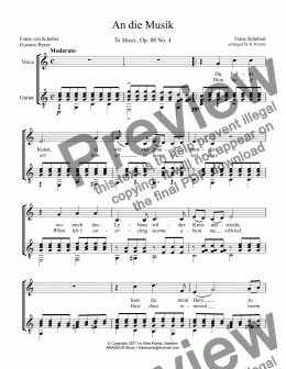 page one of An die Musik, To Music for voice and guitar