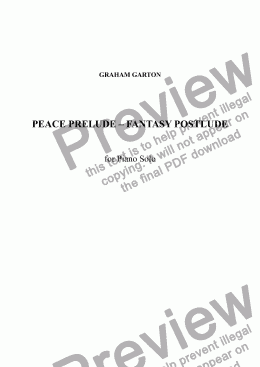 page one of PIANO SOLO - 'PEACE PRELUDE' & 'FANTASY POSTLUDE' 8-Pages (Duration 8.35)For Natasa Lipovsek