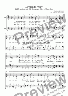 page one of Lowlands Away [sea shanty] (choir SATB)