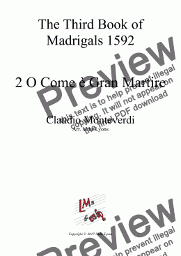 page one of Brass Quintet - Monteverdi Madrigals Book 3 - 02. O Come è Gran Martire