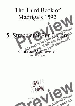 page one of Brass Quintet - Monteverdi Madrigals Book 3 - 05. Stracciami Pur il Core