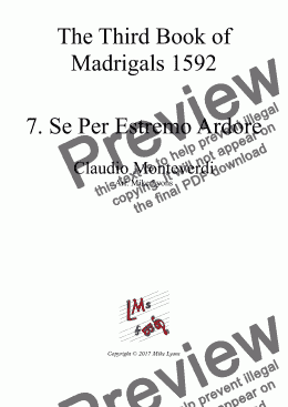 page one of Brass Quintet - Monteverdi Madrigals Book 3 - 07. Se Per Estremo Ardore
