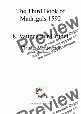 page one of Brass Quintet - Monteverdi Madrigals Book 3 - 08. Vattene pur Crudel
