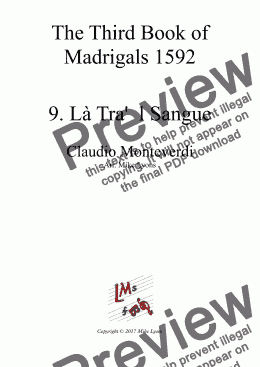 page one of Brass Quintet - Monteverdi Madrigals Book 3 - 09. Là Tra'  l Sangue