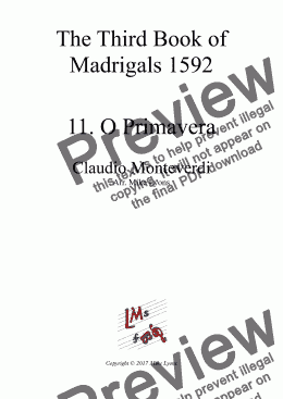 page one of Brass Quintet - Monteverdi Madrigals Book 3 - 11. O Primavera