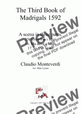 page one of Brass Quintet - Monteverdi Madrigals Book 3 - Scena 2 in 3 parts