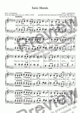 page one of Sarie Marais [South-African folksong] (choir SATB)