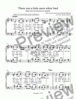 page one of There was a little snow white bird [Flemish folksong] (choir SATB)