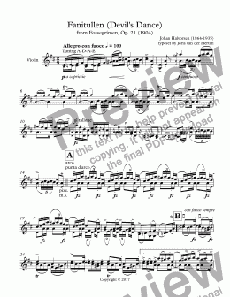 page one of Fanitullen [Devil's Dance] (solo violin)