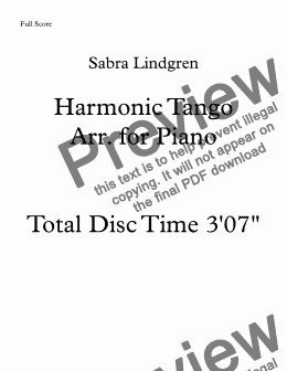 page one of Harmonic Tango Arr. for Piano
