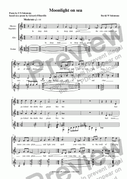 page one of Moonlight on sea for 2 voices and guitar
