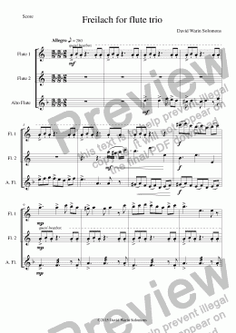 page one of Freilach for flute trio