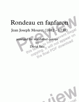 page one of Rondeau en fanfaron (wind quintet)