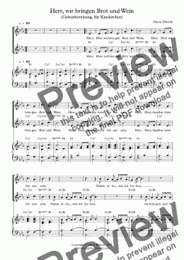 page one of Herr, wir bringen Brot und Wein (Gabenbereitung, für Kinderchor) Offertory song for children's choir