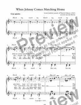 page one of When Johnny Comes Marching Home [American folksong] (choir SSAA)