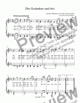 page one of Die Gedanken sind frei [German folksong] (choir SSAA)