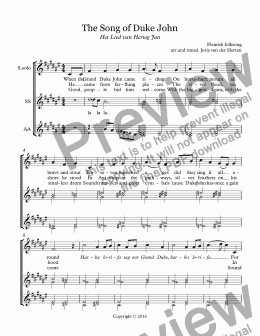page one of The Song of Duke John [Flemish folksong] (choir SSAA)