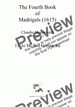 page one of Brass Quintet - Monteverdi Madrigals Book 4 - 13. Io Mi Son Giovinetta