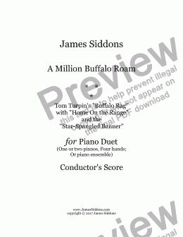 page one of A Million Buffalo Roam for Piano Duet or Ensemble Conductor's Score