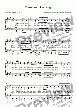 page one of Dartmouth Undying [college song] (choir SSAA)