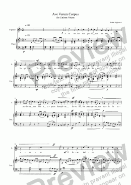 page one of Ave Verum Corpus no 2 for Unison Voices