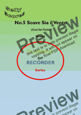 page one of CLASSICS FOR RECORDER SERIES 5. Soave Sia il Vento (Cosi Fan Tutte) for Descant Recorder and Piano