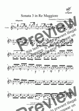 page one of Sonata 3 in Re Maggiore for solo guitar
