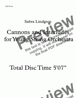 page one of Cannons and Interludes for Young String Orchestra