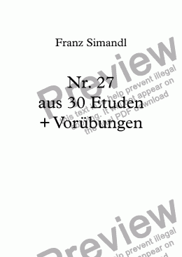 page one of Nr. 27 aus 30 Etuden + Vorübungen