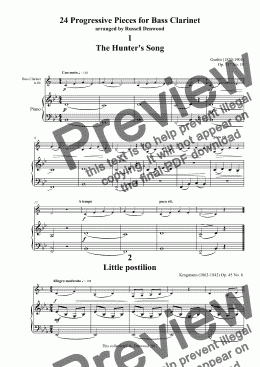 page one of Denwood - 24 Progressive Pieces for Bass Clarinet & Piano