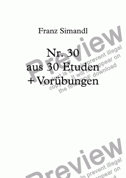 page one of Nr. 30 aus 30 Etuden + Vorübungen