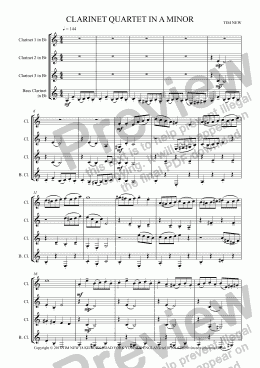 page one of CLARINET QUARTET IN A MINOR