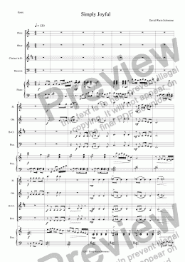 page one of Simply Joyful (wind quartet and piano) SCORE and PARTS
