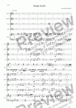 page one of Simply Joyful string quartet and piano SCORE and PARTS