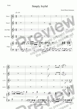 page one of Simply Joyful (flute quartet and piano) SCORE and PARTS