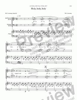 page one of "Holy, holy, holy" for SATB choir & piano
