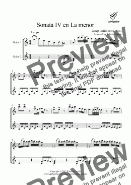 page one of Sonata IV en La menor for guitar duet