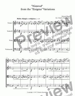 page one of "Nimrod"   from the "Enigma" Variations