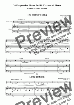 page one of Denwood - 24 Progressive Pieces for Bb Clarinet & Piano